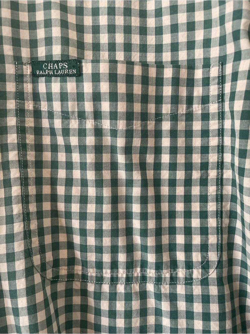 Chaps Ralph Lauren Green Gingham Button-Down Long Sleeve Shirt size Medium - Picture 4 of 11